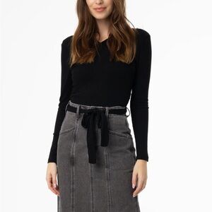 Blank NYC Black Long Sleeve wrap Top